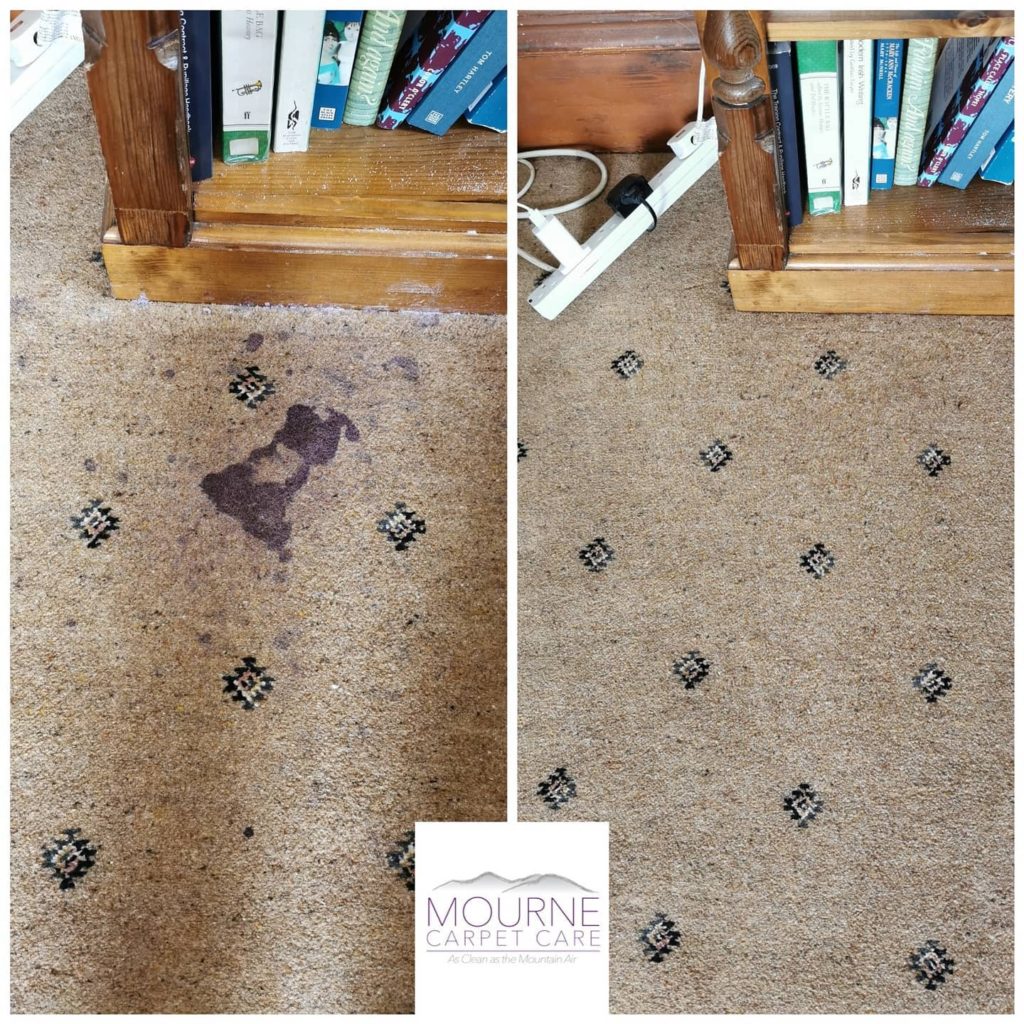 Mourne Carpet Care - Red wine stain removal on carpets in Downpatrick, Northern Ireland 